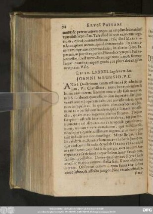 Epist. LXXXIII. Lugdunum Bat. Ioanni Meursio, V. C.