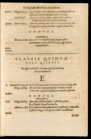 Classis Quintae Ordo Quintus ... E