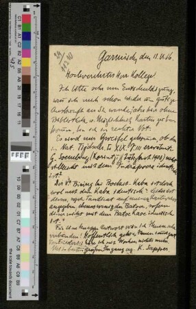 Postkarte an Arthur Wichmann
