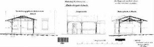 Kirchheim (Neckar): Empfangsgebäude Bahnsteigschutzdach Querschnitte,Ansicht
