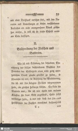 II. Beschreibung der Flaschen und Batterien