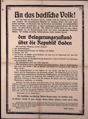 Erklärung des Belagerungszustandes über die Republik Baden