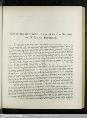 Ueber das komische Element in den Satiren des D. Junius Juvenalis