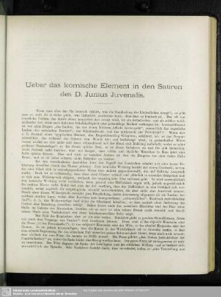 Ueber das komische Element in den Satiren des D. Junius Juvenalis