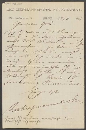 Brief an Emil Kross : 17.11.1896