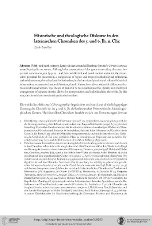 Historische und Theologische Diskurse in den Lateinischen Chroniken des 5. und 6. Jh. n. Chr.