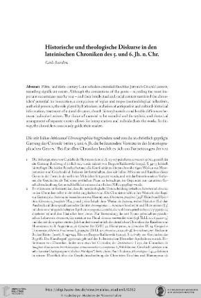 Historische und Theologische Diskurse in den Lateinischen Chroniken des 5. und 6. Jh. n. Chr.