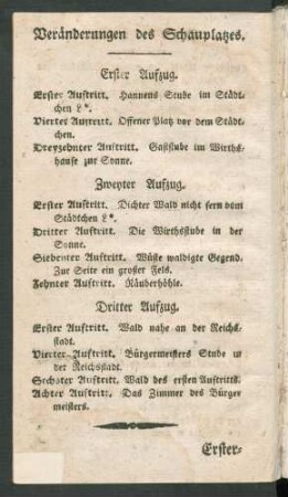 Veränderungen des Schauplatzes.