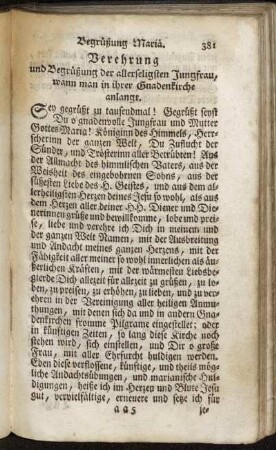 Begrüßung Mariä. - Litaney von dem Herzen Mariä.
