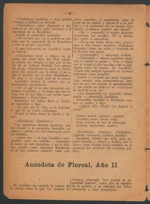 Anécdota de Floreal, Año II