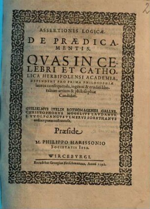 Assertiones logicae de praedicamentis