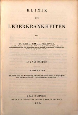 Die medicinische Klinik : nach eigenen Beobachtungen bearbeitet, 2. Klinik der Leberkrankheiten, zweiter Band