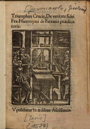 Triumphus Crucis, De veritate fidei Fra. Hieronymi de Ferraria praedicatoris
