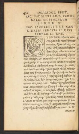 Iac. Sadoleti S. R. E. Cardinalis Epistolarum Liber X.