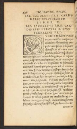 Iac. Sadoleti S. R. E. Cardinalis Epistolarum Liber X.