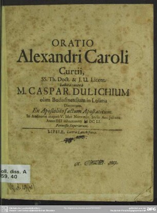 Oratio Alexandri Caroli Curtii