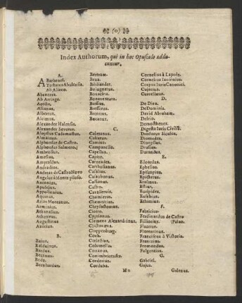 Index Authorum, qui in hoc Opusculo adducuntur.