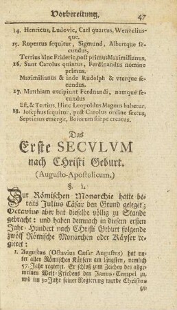 Das Erste Secvlvm nach Christi Geburt (Augusto-Apostolicum)