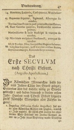 Das Erste Secvlvm nach Christi Geburt (Augusto-Apostolicum)