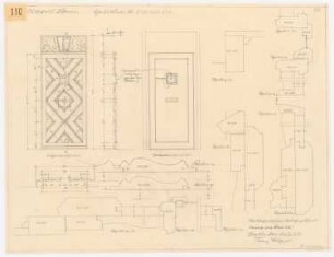 Wohnhaus Böhmer, Heidelberg: Haustür: Grundriss, Ansicht innen und außen, Schnitt 1:10, Schnitte 1:1