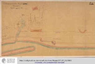 Mainz. Befestigungen am linken Rheinufer (Übersichtsplan). Copirt im August 1863 von Oberlieutenant Scherf.