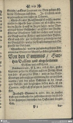 Von den Gummis, Hartzen, Balsam, und eingesottenen Säfften