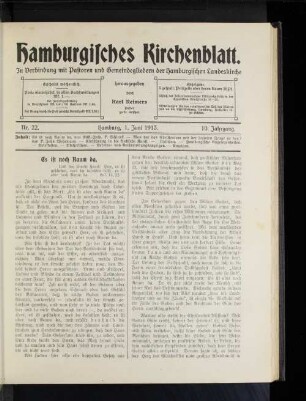 Nr. 22. Hamburg, 1. Juni 1913. 10. Jahrgang.