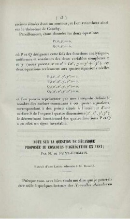 Note sur la question de mécanique proposée au concours d'agrégation en 1887.
