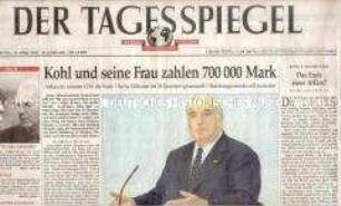 Tageszeitung "Der Tagesspiegel", u.a. zur CDU-Spendenaffäre