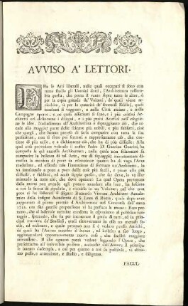 Avviso a' lettori