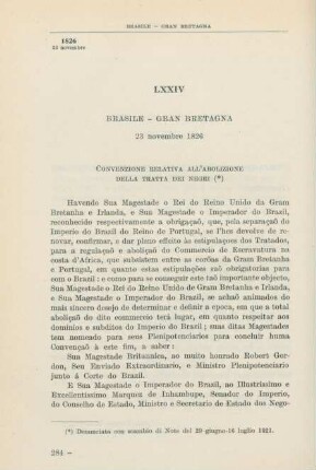 LXXIV Brasile - Gran Bretagna 23 novembre 1826