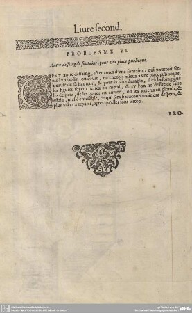 PROBLESME VI. Autre desseing de fontaine, pour une place publique.