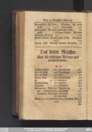 Das dritte Register über die richtigen Wörter und Constructionen.