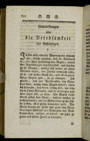 Anmerkungen über die Beredsamkeit des Anständigen.