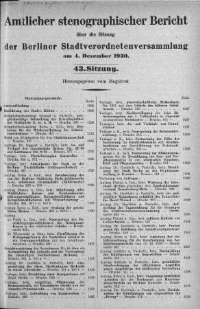 Sitzung 43, 4. Dezember 1930