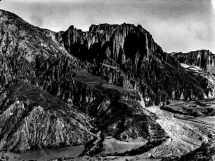 Panorama : Blick auf die Schotterformationen des Palca-Canyons