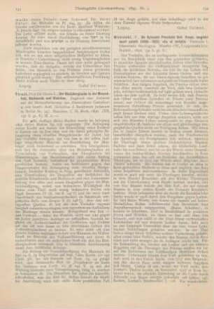 133-134 [Rezension] Strack, Herm. L., Der Blutaberglaube in der Menschheit, Blutmorde und Blutritus. 4. neu bearb. Aufl