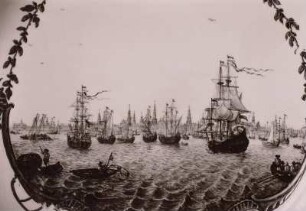 Schüssel mit gebuchtetem Rand, Hafen und Stadt Amsterdam