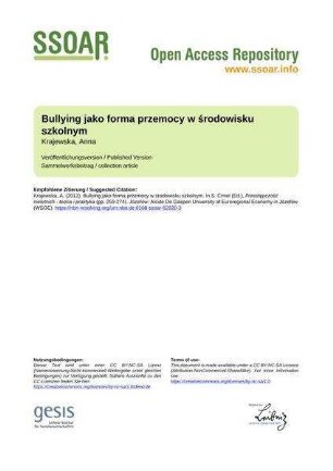 Bullying jako forma przemocy w środowisku szkolnym