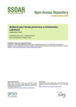 Bullying jako forma przemocy w środowisku szkolnym