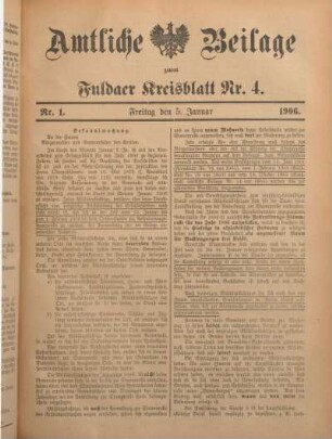 1: Beilage vom Freitag, 5. Januar 1906
