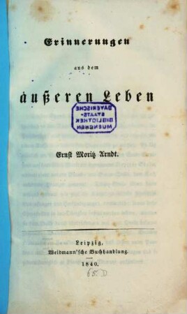 Erinnerungen aus dem äußeren Leben