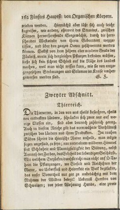 Zweyter Abschnitt. Thierreich.