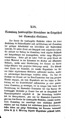 Sammlung Hamburgischer Alterthümer im Erdgeschoß des Gymnasial-Gebäudes