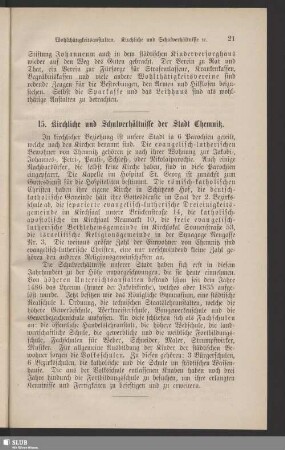 15. Kirchliche und Schulverhältnisse der Stadt Chemnitz