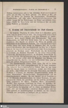 15. Kirchliche und Schulverhältnisse der Stadt Chemnitz