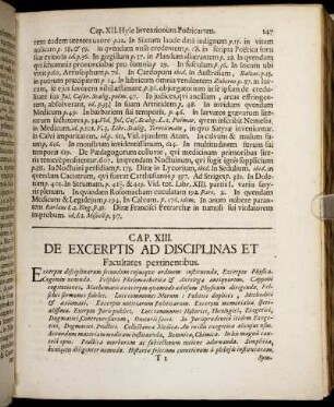 Cap. XIII. De Excerptis Ad Disciplinas Et Facultates pertinentibus