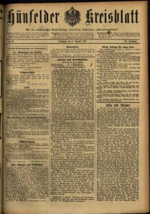 Ausgabe vom Samstag, den 09. August 1919.