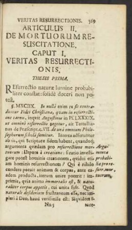 Articulus II[I]. De Mortuorum Resuscitatione.