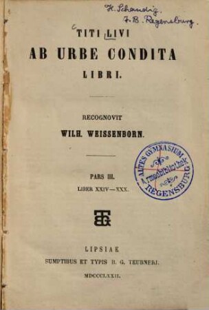 Titi Livi Ab urbe condita libri, 3. Liber XXIV-XXX